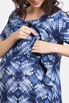 Coucou Maternity Woven Full Length Nightdress With Front Zipper And Discreet Feeding - Classic Blue — thumbnail 7